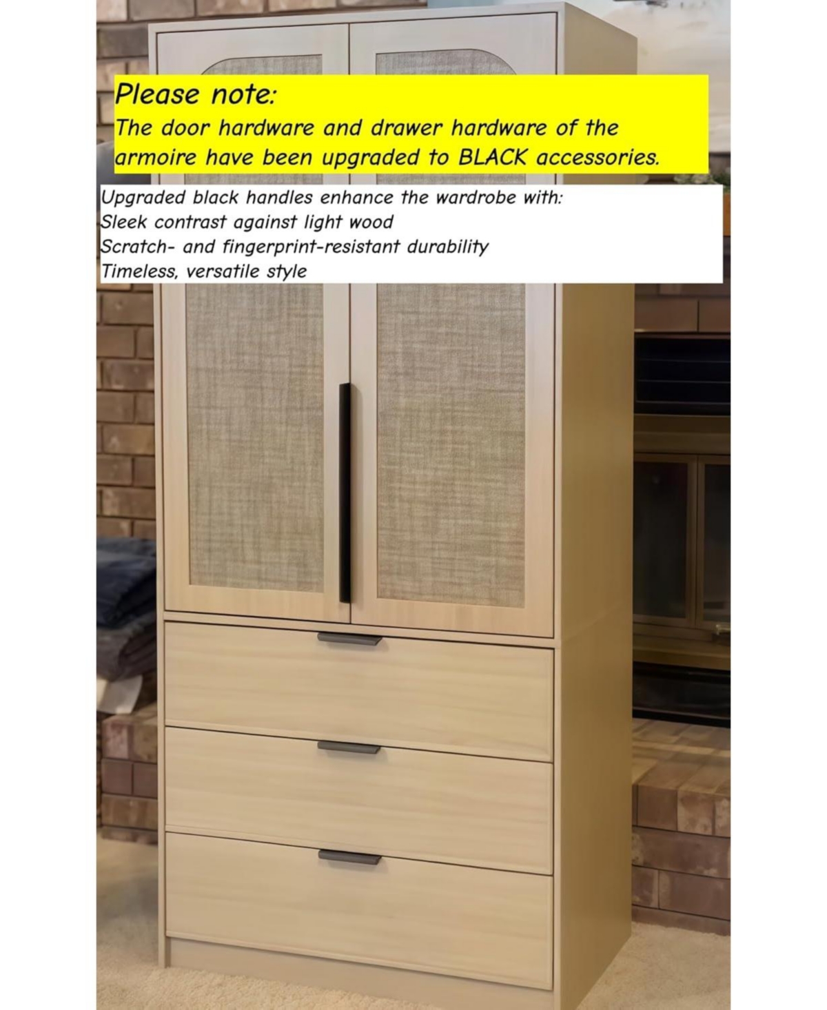 gaomon Armoire Wardrobe Closet, 69.5 inch Wooden Wardrobe Cabinet with 3 Drawers, Hanging Rod