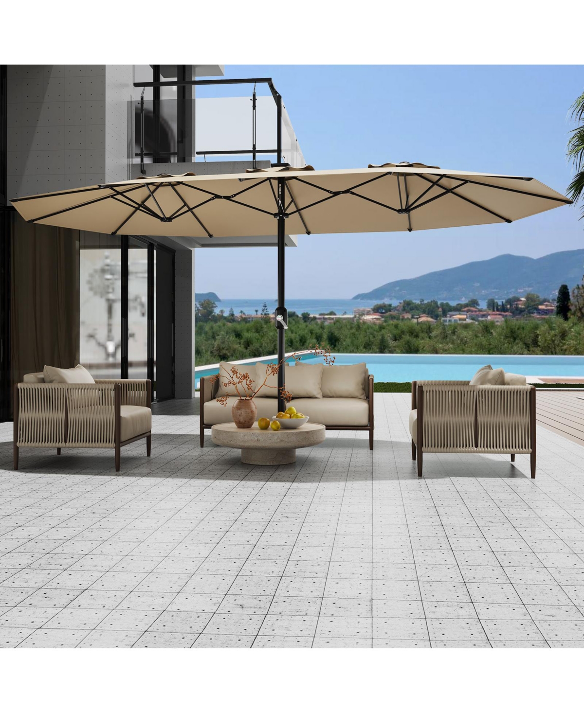 gaomon 13FEET 3-Head Outdoor Patio Umbrella for Poolside, Lawn and Backyard, Without Base