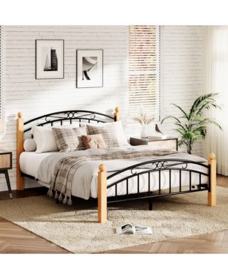 Bed Frame with Headboard and Footboard, Classic Metal Platform Bed Frame Under Storage, Steel Slats, No Box Spring Needed, Noise Free