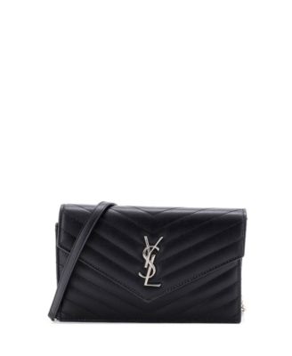 Small Classic Monogram Wallet on Chain Matelasse Chevron Leather