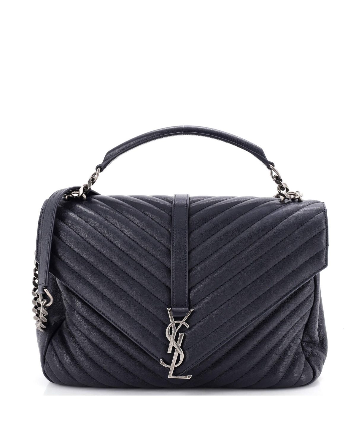Pre-Owned Saint Laurent Large Classic Monogram College Bag Matelasse Chevron Leather