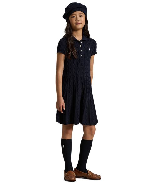 Polo Ralph Lauren Girls' 7-16 Cable-Knit Polo Sweater Dress