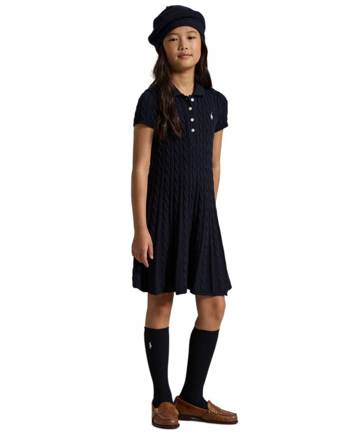 Polo Ralph Lauren Girls' 7-16 Cable-Knit Polo Sweater Dress
