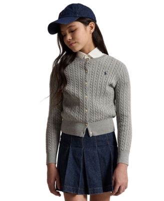 Girls' 7-16 Mini-Cable Cardigan