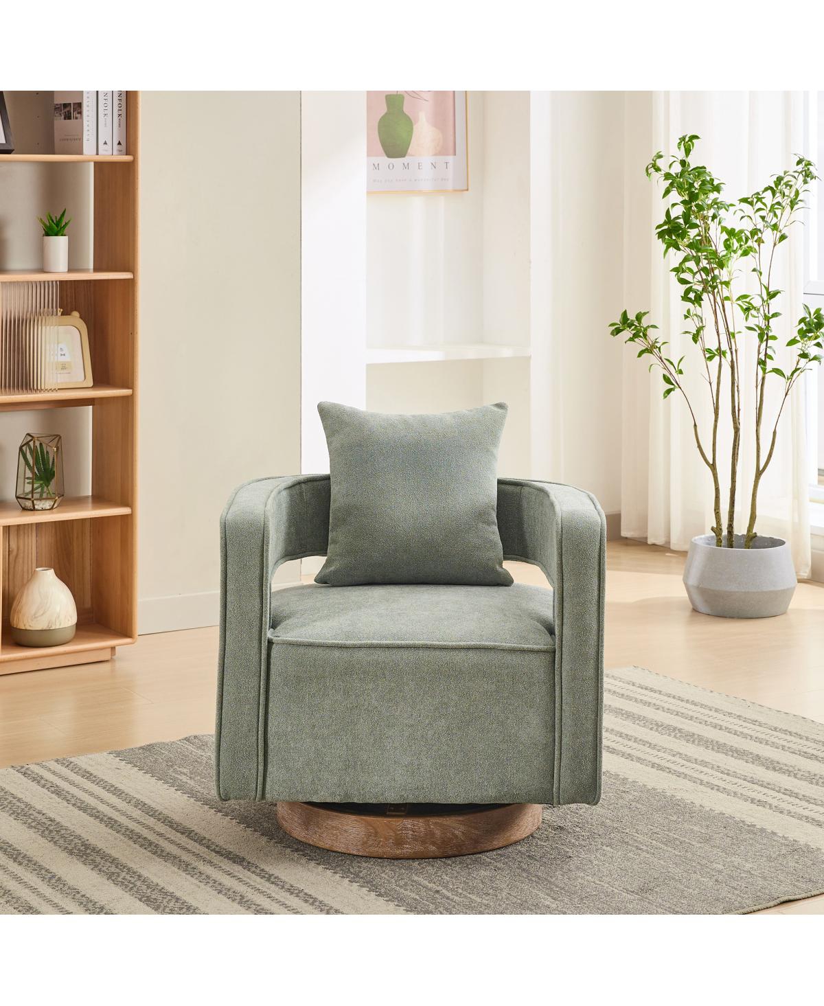 Streamdale Modern Swivel Accent Chair with Weathered Base