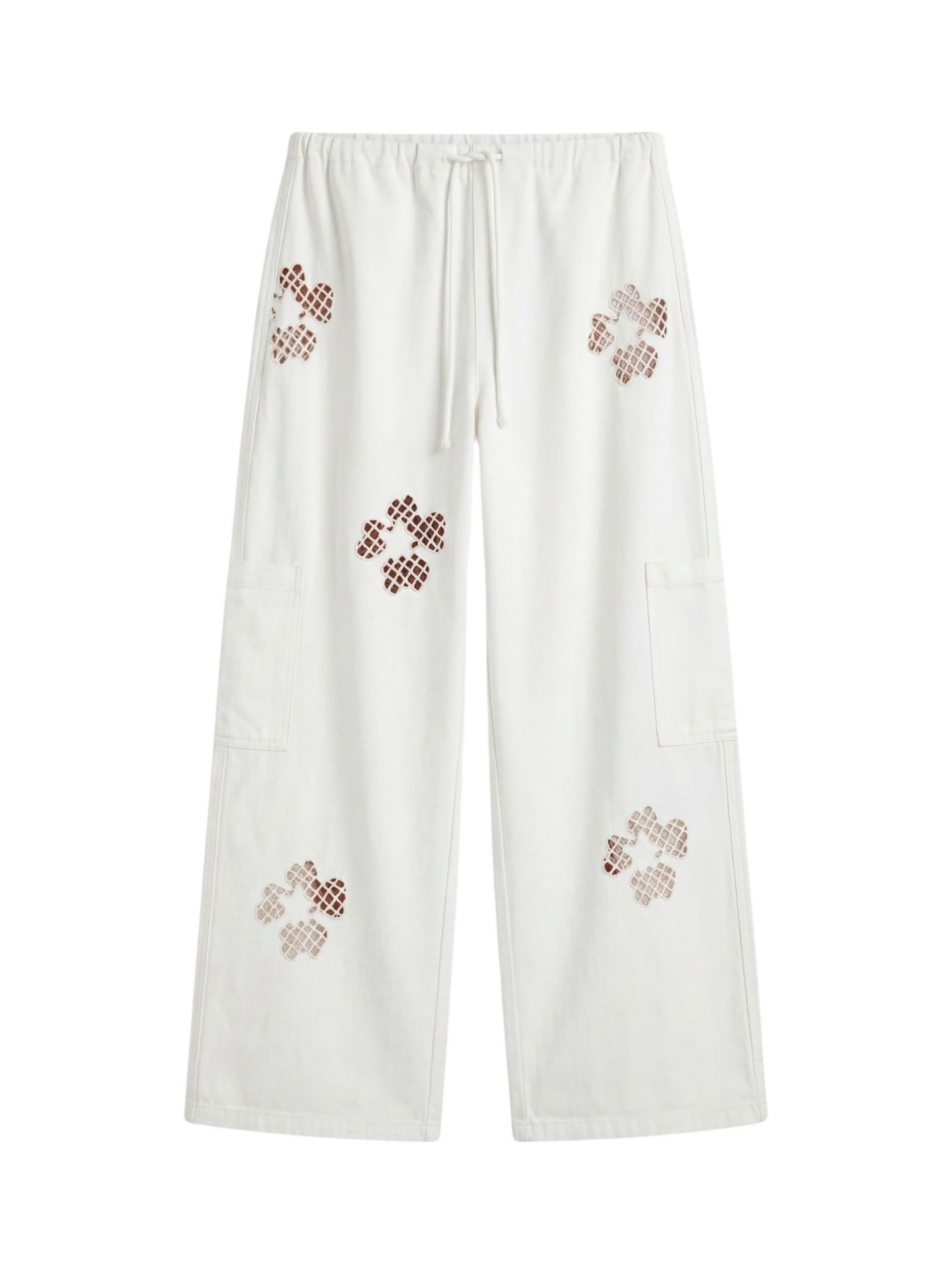 Женские брюки Nasty Gal Floral Cutwork Cargo Pants Co-ord, цвет: Белый — фото 5
