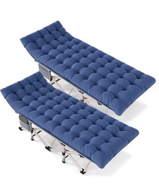 2-Piece Folding Bed Camping Cots with Removable Cotton Mattress (2 in a set), 600 lbs