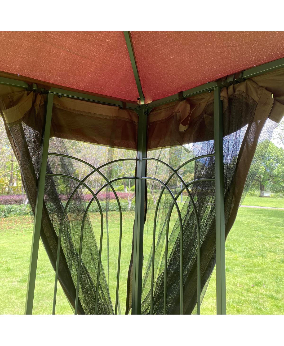 Streamdale Furniture 10x10 Outdoor Patio Gazebo with Double Roof and Mosquito Netting
