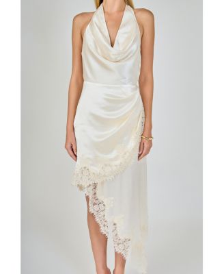 asymmetric lace satin dress Most loved from the Styling Suite: the Kody Satin Lace Asymmetrical Dress.  Available in-store, in-app and online now