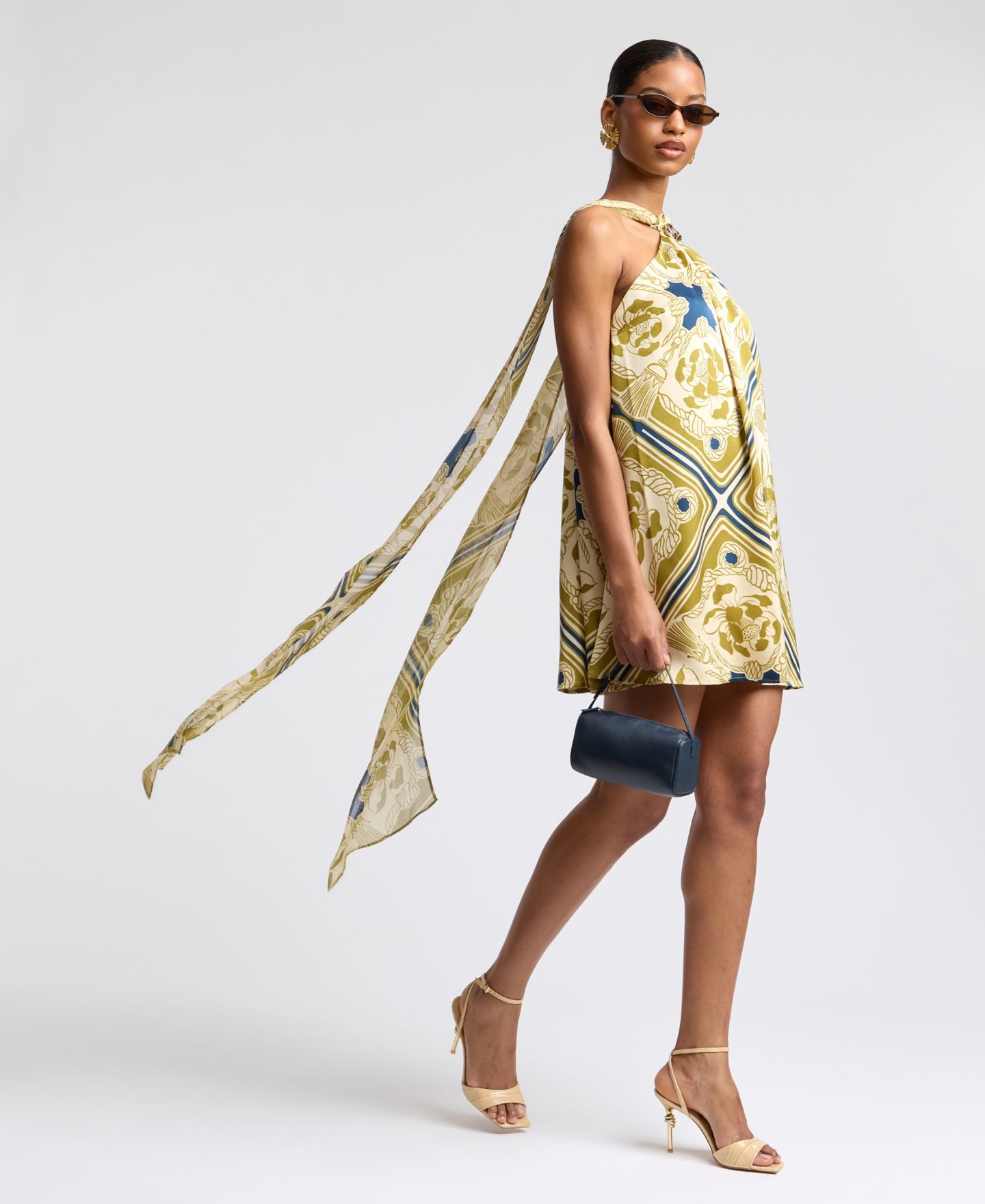 Женское платье Avec Les Filles Halter Scarf Print Swing Mini, цвет: Monaco Harbor — фото 3