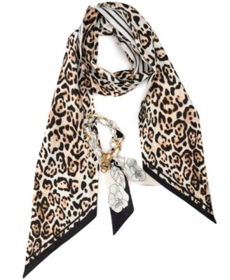 Leopard Striped Twilly Scarf Set