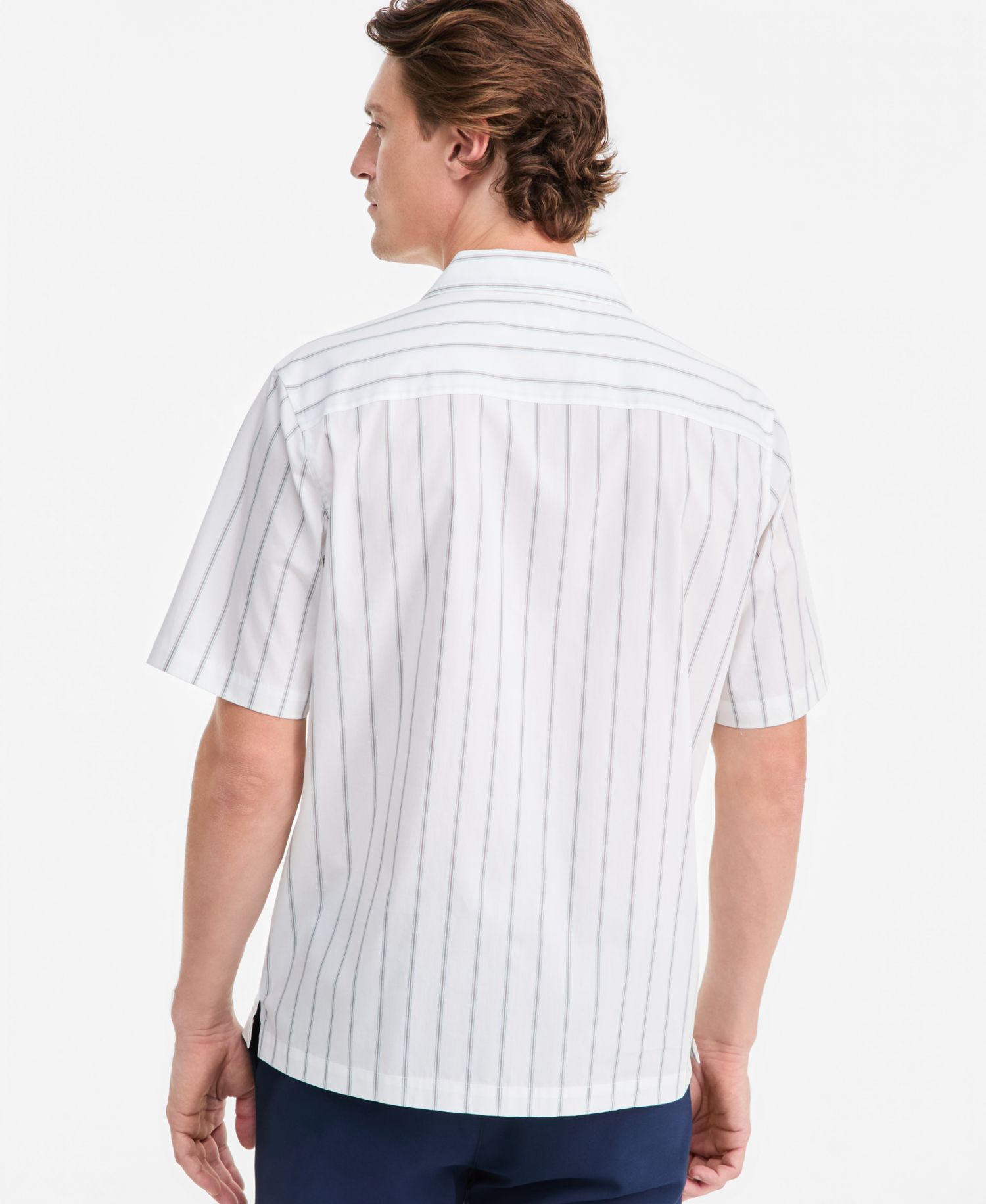 Men's Canvas Stripe Short-Sleeve Camp Shirt