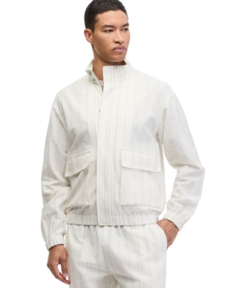Мужская куртка Mode of One Linen-Blend Relaxed-Fit Bomber, цвет: Полосатый