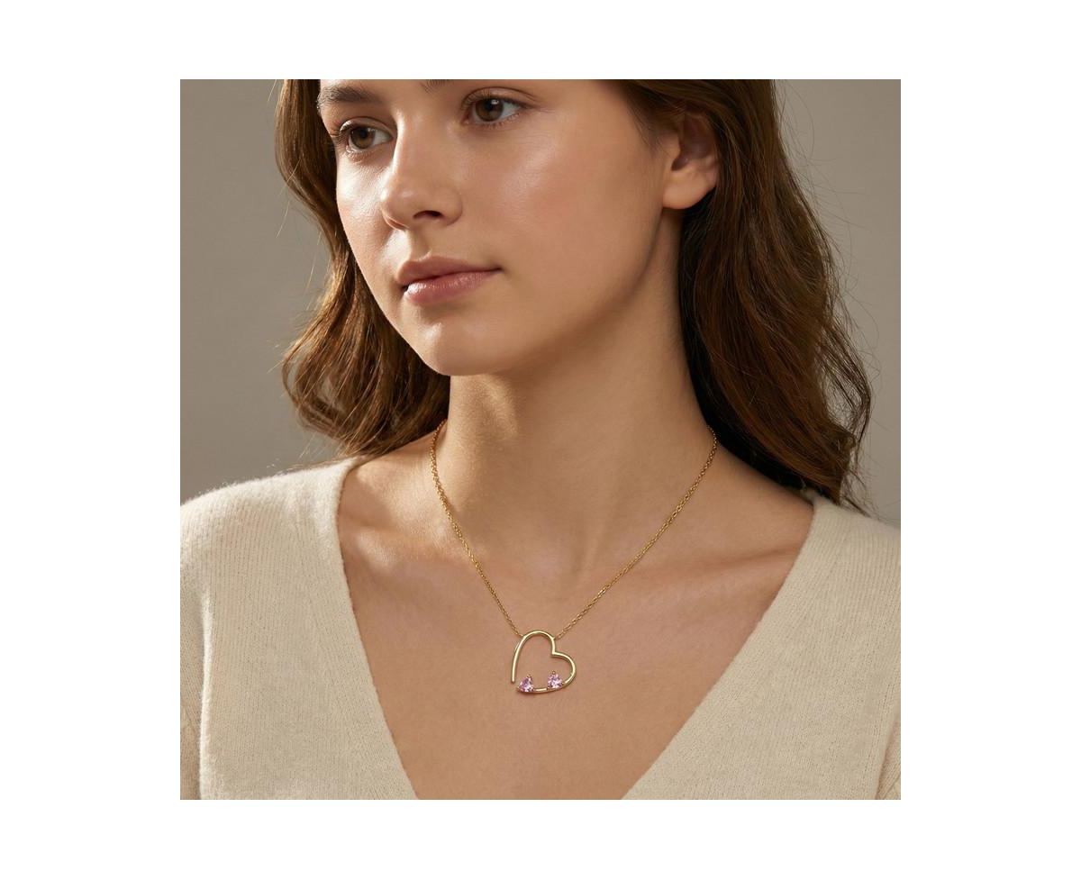 Genevive Timeless 14k Gold Plated Cz Open Heart Layering Necklace