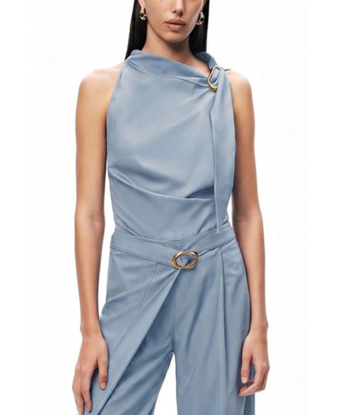 Женская блузка NOCTURNE Asymmetric Buckle-Detail, цвет: Синий