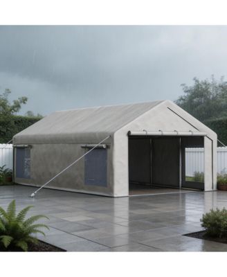 12 x 20 FT PE Carport Canopy 2-Piece Set, Heavy Duty Outdoor Vehicle Shelter for Cars Trucks Boats