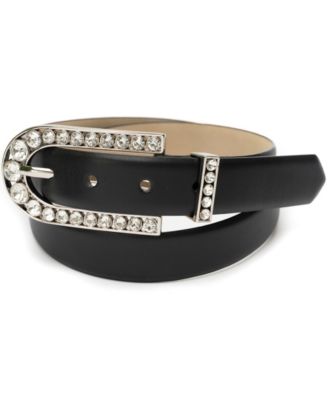 Vince Camuto - Soft Vintage Crystal Hardware Belt Black/Silver