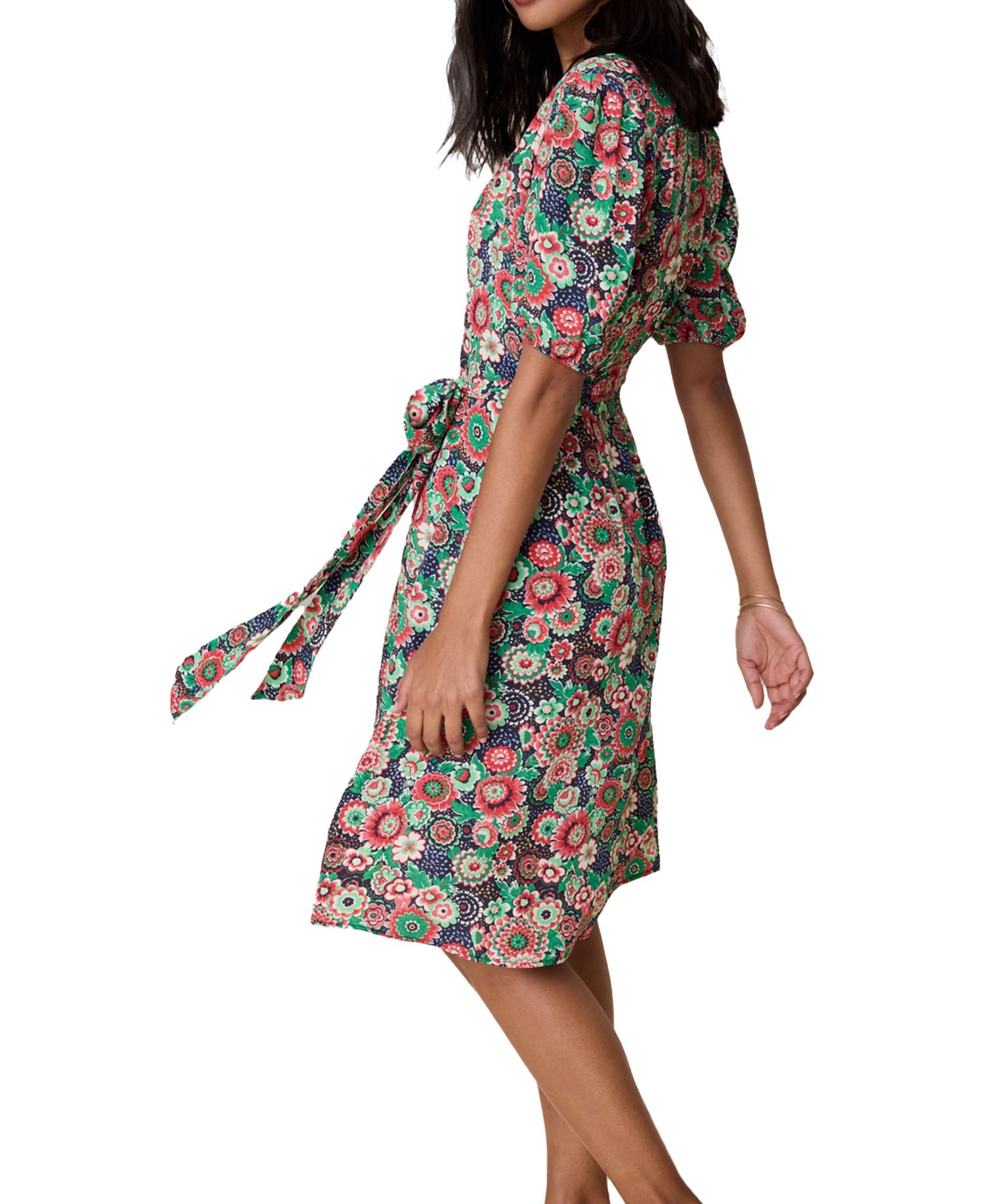 Women's Short Sleeve Lemon Print Midi Alix Dress