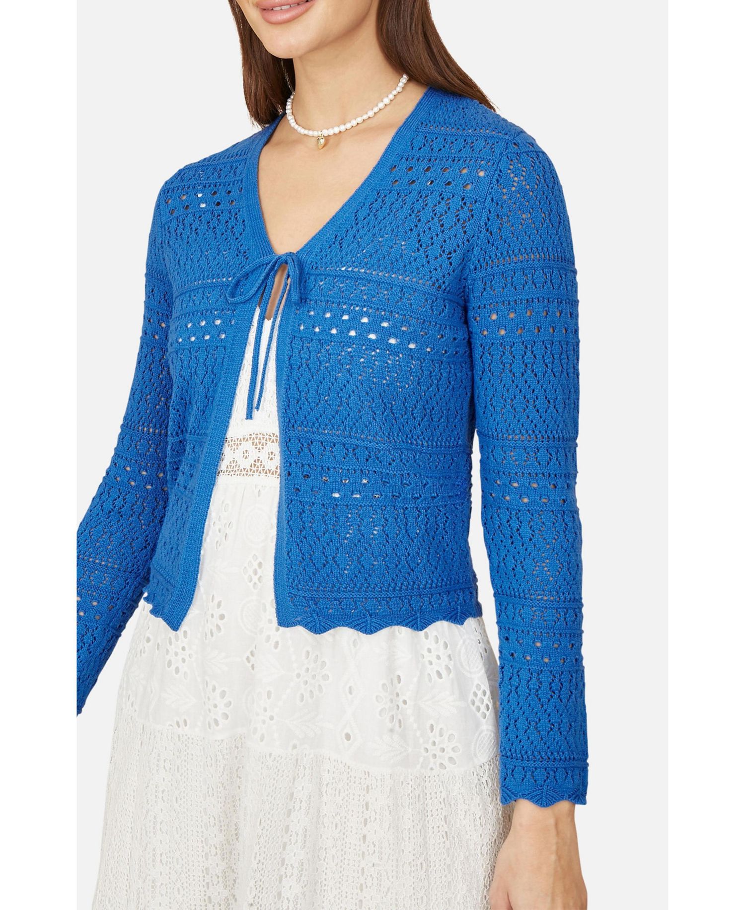 Women's Crochet Tie Front Cardigan
