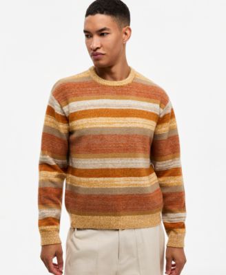 Men's Striped Relaxed-Fit Long-Sleeve Sweater