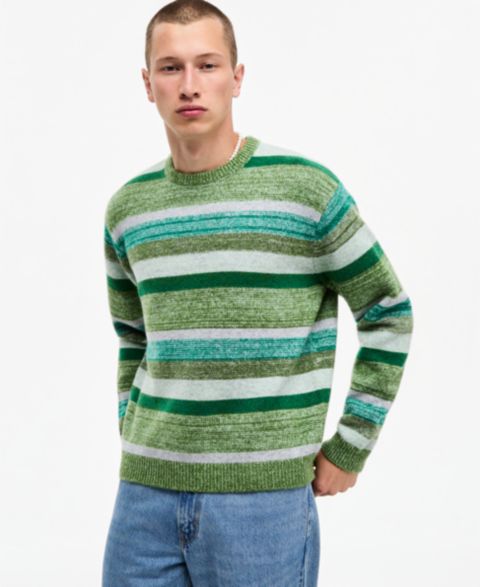 Мужской свитер Mode of One Striped Relaxed-Fit Long-Sleeve, цвет: Золотой