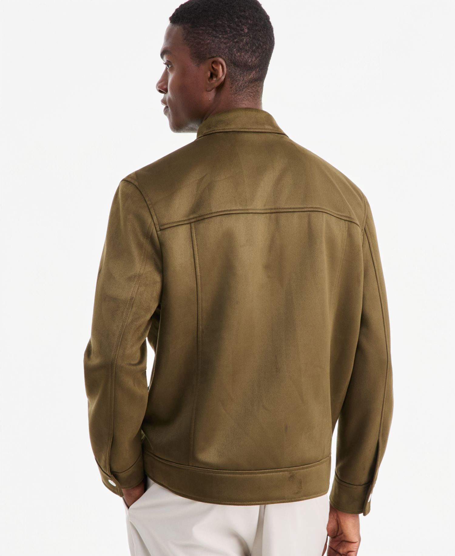 Men's Two Pocket Faux Suede Jacket