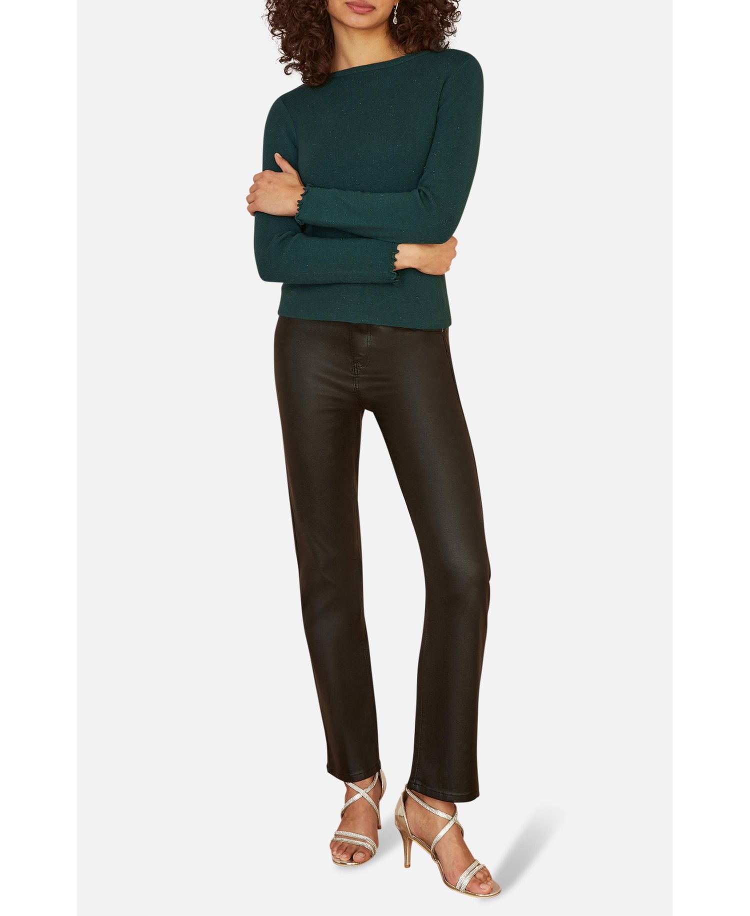 Women's Sparkle Long Sleeve Boatneck Knit Jumper