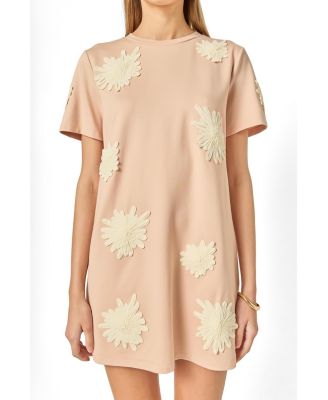 Women's T-Shirt Dress With Flower Details
