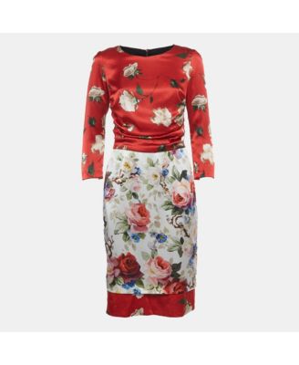 Women's Floral Print Silk Sheath Dress