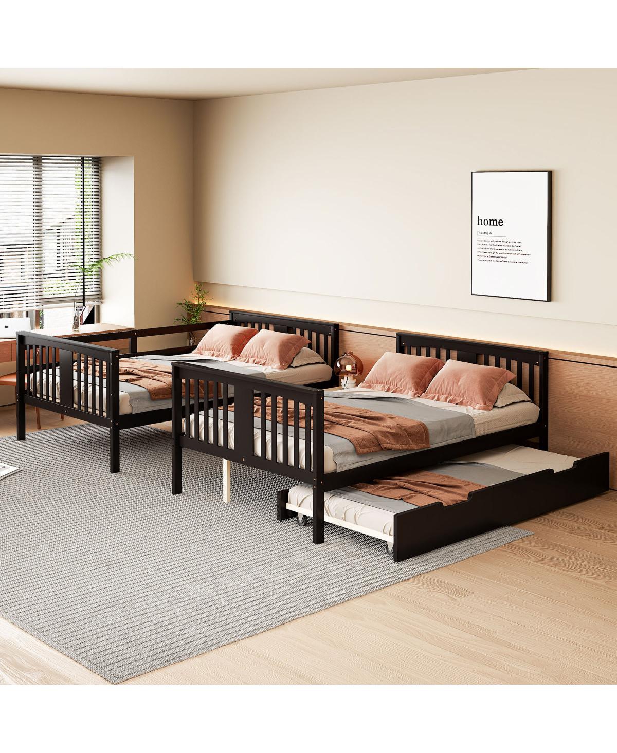 Streamdale Furniture Full over Full Bunk Bed with Twin Size Trundle and Ladder