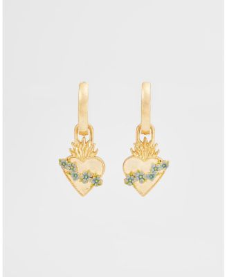 Gold Sacred Heart Huggie Earrings