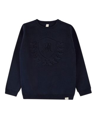 Big Boys (4-12) Knit Pullover Crewneck Sweater with Embossed 3D Crest