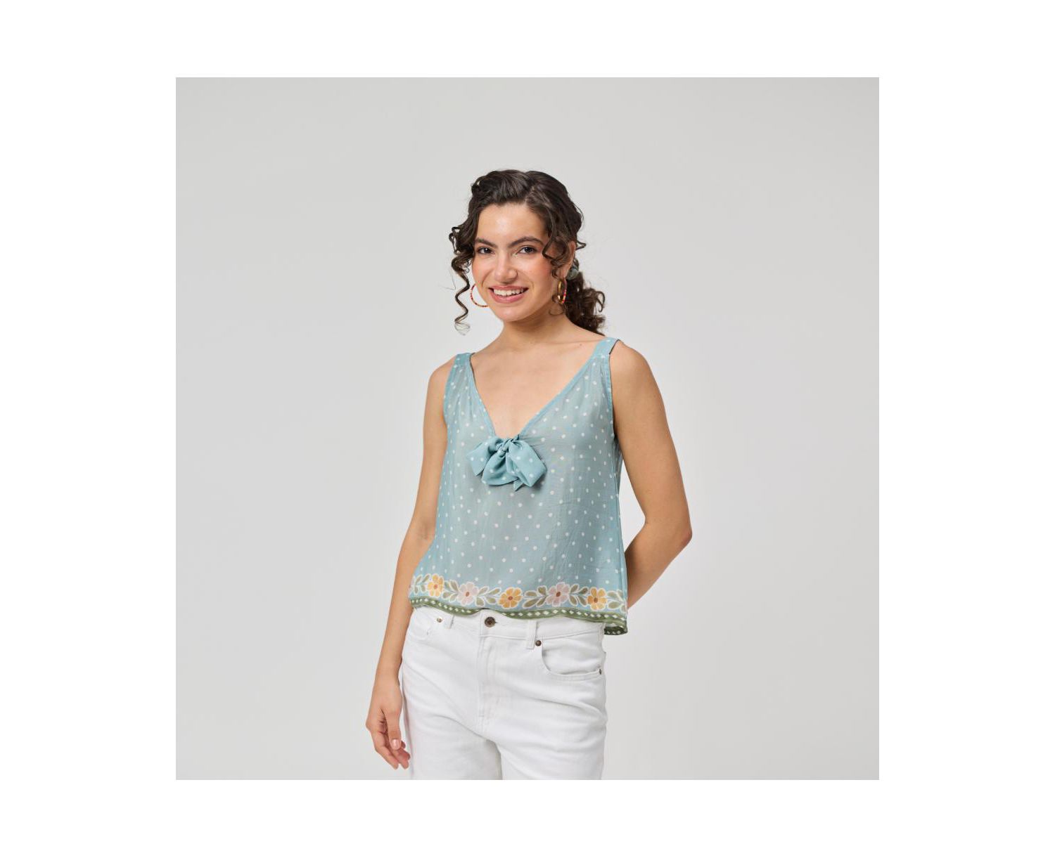 Women's Bow Bemberg Tie Cami Top