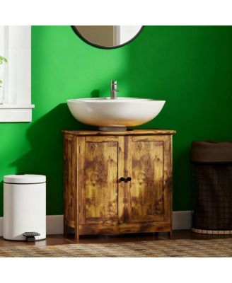 23.5 Inch Bathroom Under Sink Storage Cabinet, MDF Freestanding Vanity with Adjustable Shelf and Double Doors for Small Bathrooms