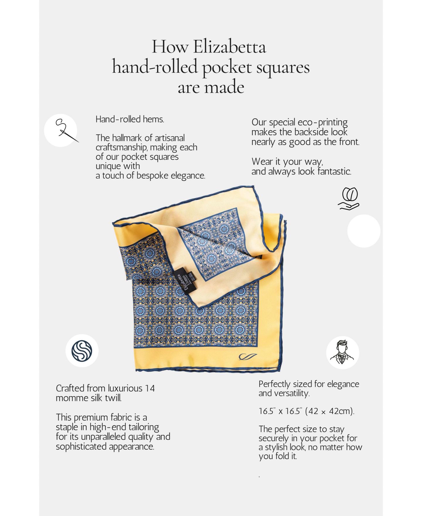 Мужские нагрудные платки Elizabetta Enrico Silk Pocket Square, цвет: Тёмный синий — фото 5