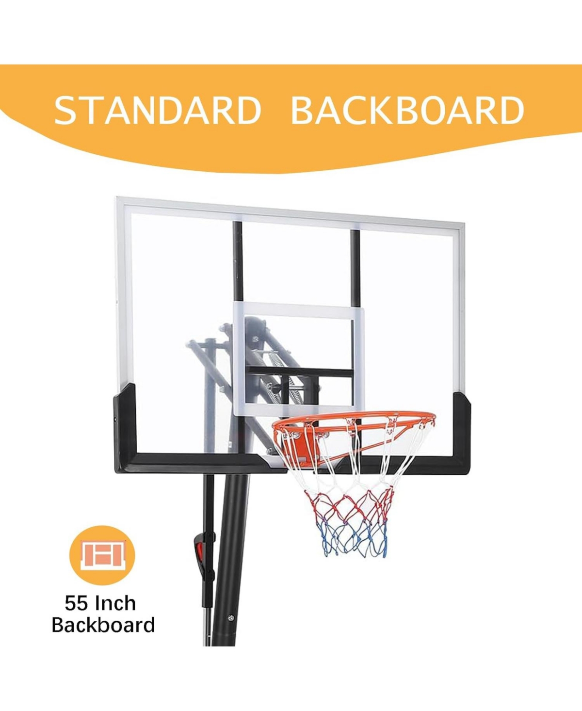 Xo Portable Basketball Hoop, 5.2-10 Ft Adjustable Goal, 47" Shatterproof Backboard with Wheels, Outdoor Basketball System for Kids and Adults Backyard