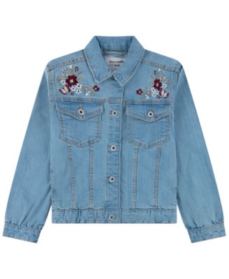 Girls' 7-16 Embroidered Denim Long-Sleeve Jacket