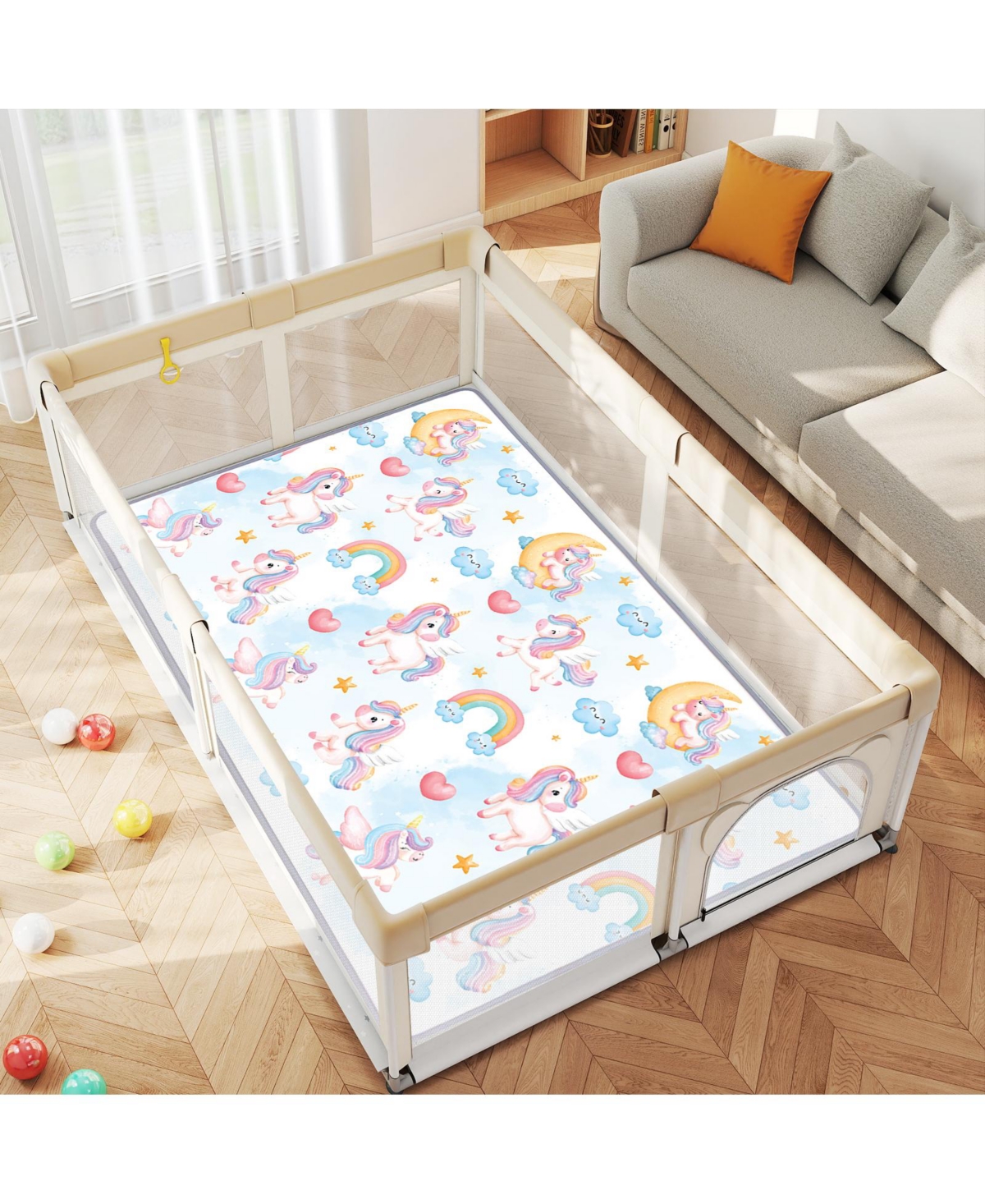 Slickblue Roll Up Foam Activity Play Mat for Toddlers Indoor Floor Use