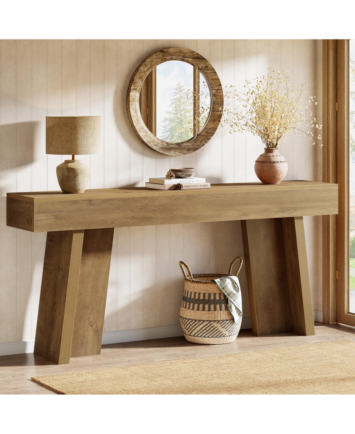 Slim Console Table for Behind Couch and Farmhouse Entryway Decor