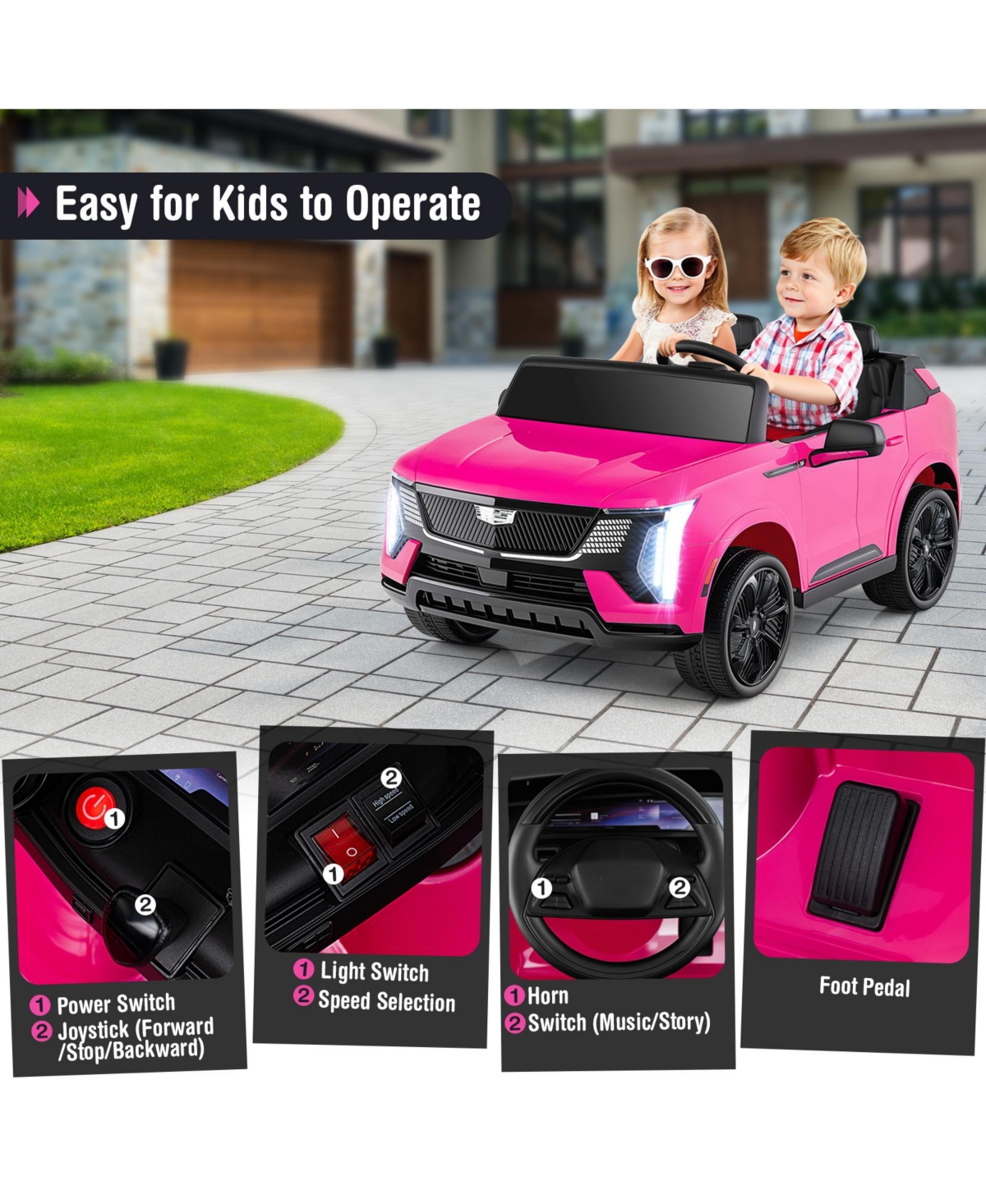 Slickblue 24V Kids Ride-On Truck 2-Seater with Remote Control