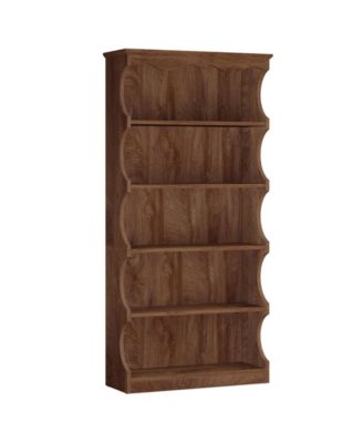 Vintage 5-Tier Bookshelf with Unique Curved Shelves for Home Storage
