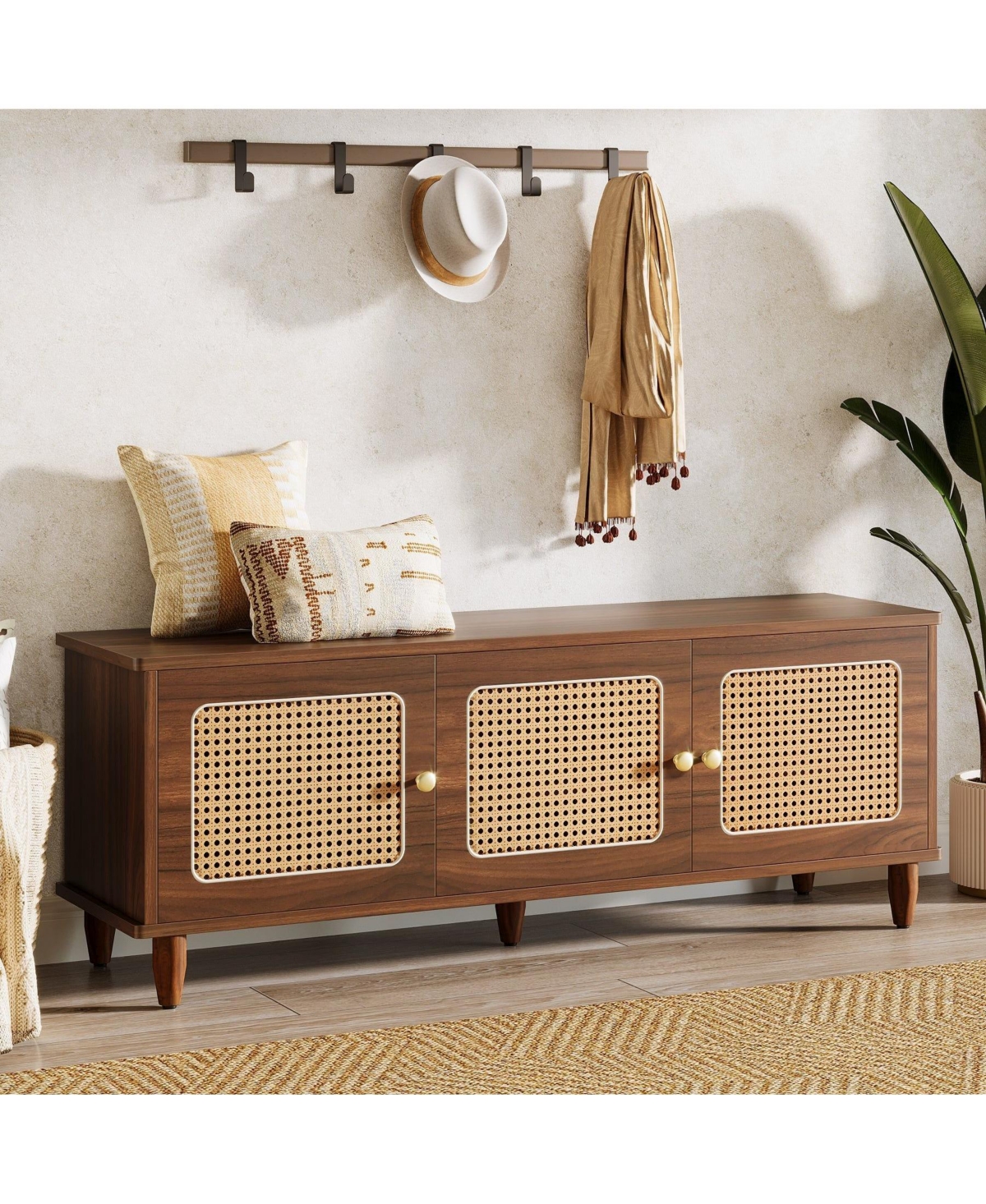 Slickblue Storage Bench with Lift Top and 2 Tier Shoe Storage