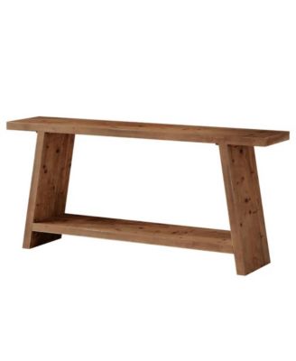 2-Tier Solid Wood Sofa Console Table for Behind Couch