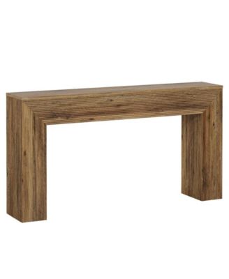 Fluted Entryway Console Table with Rustic Wood Finish for Living Room