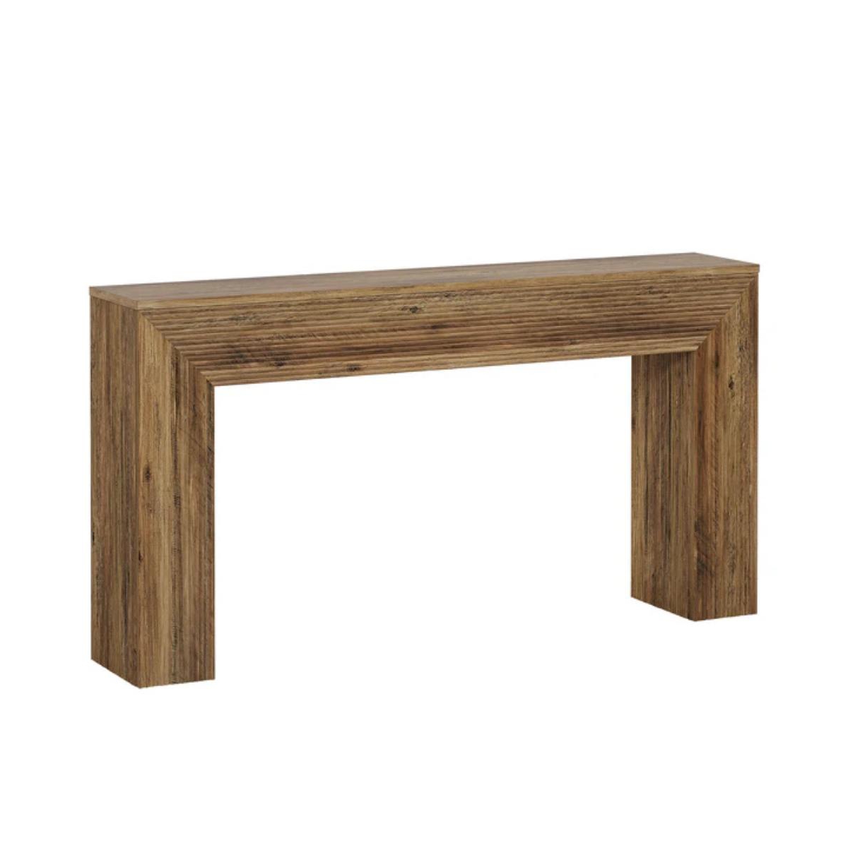 Slickblue Fluted Entryway Console Table with Rustic Wood Finish for Living Room
