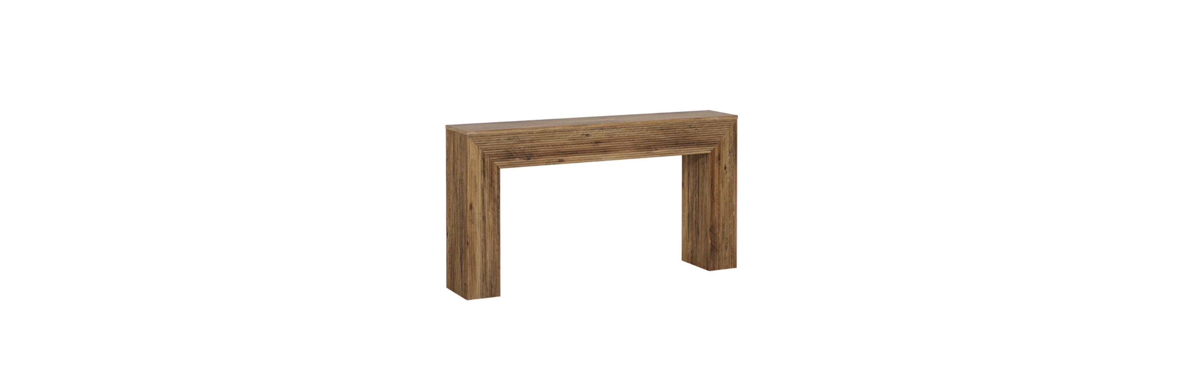 Slickblue Fluted Entryway Console Table with Rustic Wood Finish for Living Room