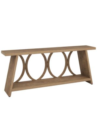 Farmhouse Hallway Accent Console Table with 2-Tier Storage Shelf