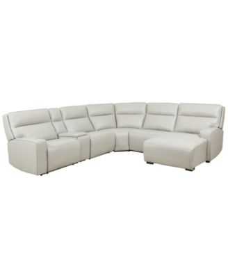 Zackary 6-Piece Leather Chaise Sectional with 3 Power Motion & Console