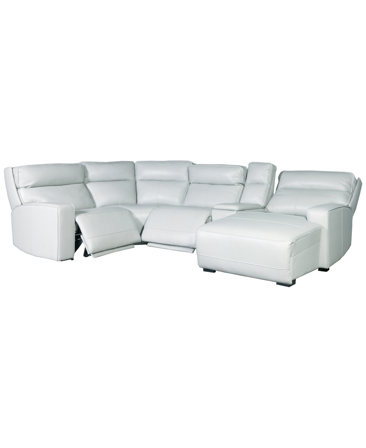Zackary 5-Piece Leather Chaise Sectional with 2 Power Motion & Console, Macy's Exclusive