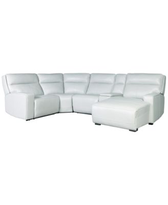 Zackary 5-Piece Leather Chaise Sectional with 2 Power Motion & Console